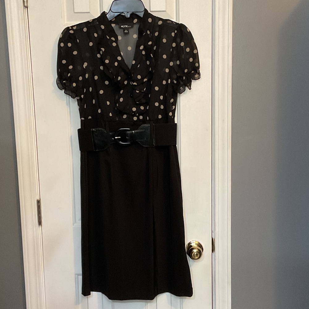 Alyx Black Dress with Cream Polka Dots